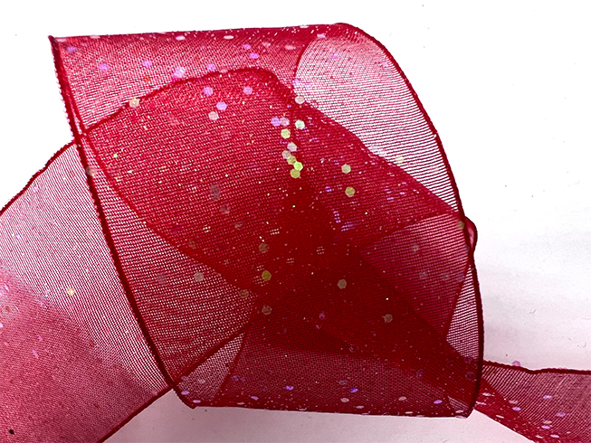 Glitter Printed Organza Ribbon